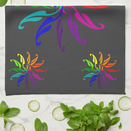 Keukenhanddoek - Kleurwielen (zwart) (Gevouwen)