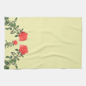 Keukenhanddoek - Lange gestempelde roze rozen (Horizontaal)