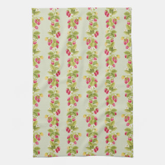 Keukenhanddoek met aardbeienstroken - Lichtgroen