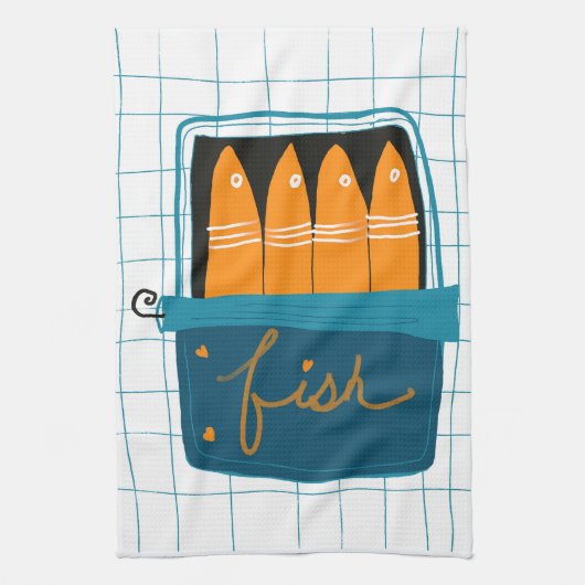 Keukenhanddoek met blikvis (Verticaal)