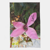 Keukenhanddoek met echte bloem. (Verticaal)