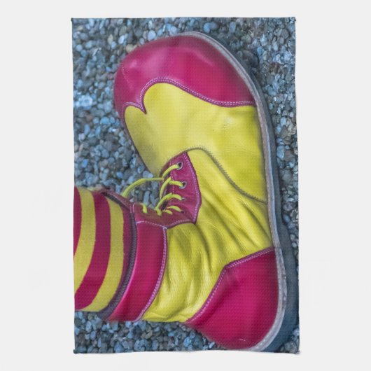 Keukenhanddoek met rode en gele clown (Verticaal)