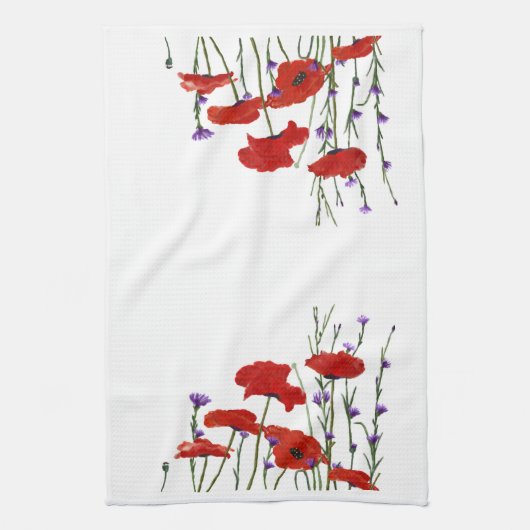  keukenhanddoek met rode papies (Verticaal)