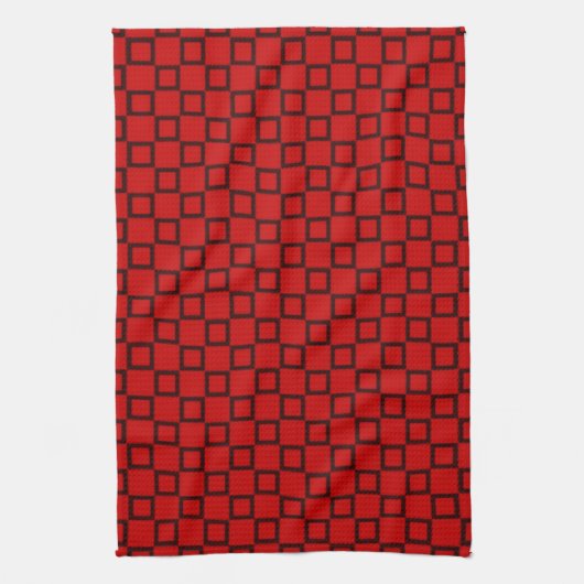 Keukenhanddoek met rood abstract ontwerp (Verticaal)