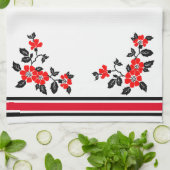 Keukenhanddoek met rood papavervormig ontwerp (Gevouwen)