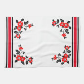 Keukenhanddoek met rood papavervormig ontwerp (Horizontaal)