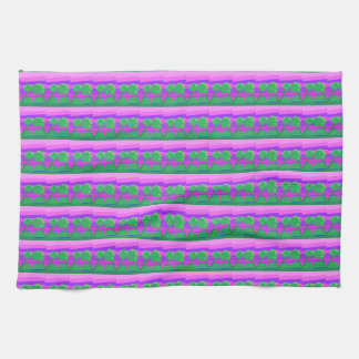 Keukenhanddoek met roze, groene en paarse zonsonde