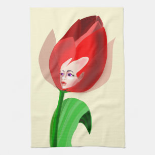 Keukenhanddoek met Tulip Girl - Uw kleuren