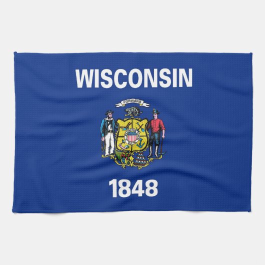 Keukenhanddoek met vlag van Wisconsin, VS (Horizontaal)