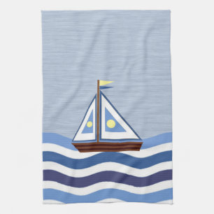 Keukenhanddoek met zeilboot