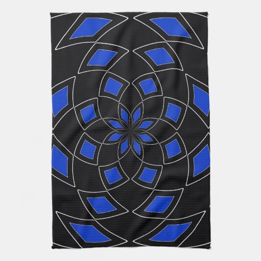 Keukenhanddoek met zwart en blauw Abstract Ontwerp (Verticaal)