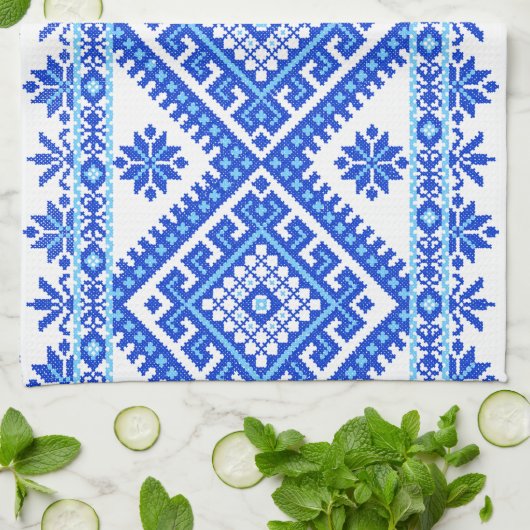 Keukenhanddoek Oekraïnse ondertiteling Blauw (Gevouwen)