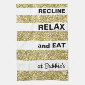 Keukenhanddoek Pascha/Goud, "EET BIJ... " (Verticaal)