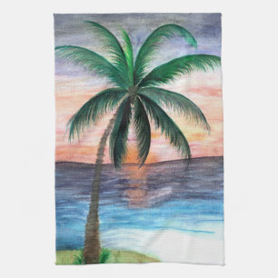 Keukenhanddoek Sunset Palm Tree van kunst