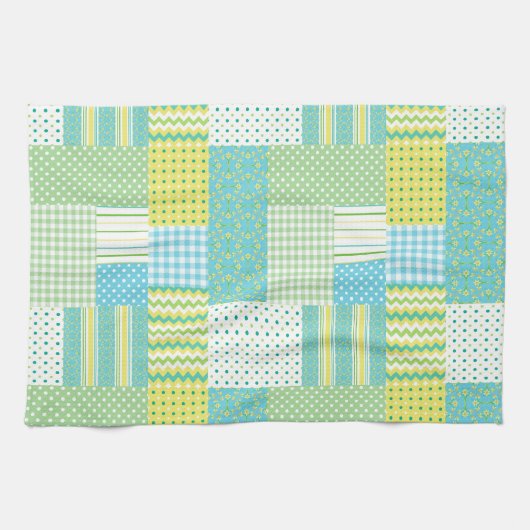 Keukenhanddoek Theedoek: Daffodils, Faux-Patchwork (Horizontaal)