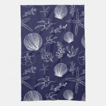 keukenhanddoek van Navy Blue Ocean Elements