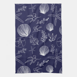 keukenhanddoek van Navy Blue Ocean Elements