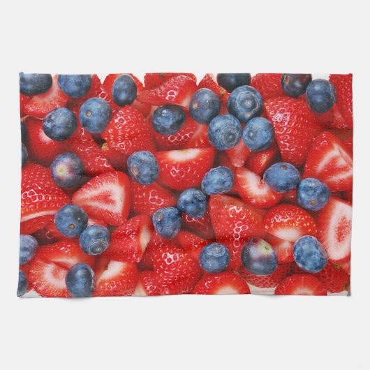 keukenhanddoek, vers bosbessen en aardbeien theedoek (Horizontaal)