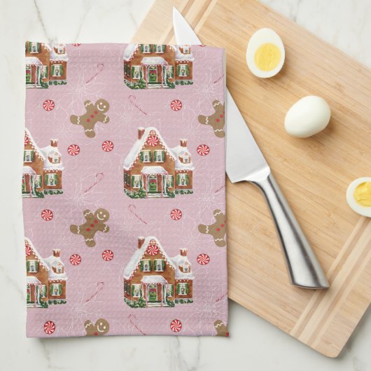 Keukenhanddoek voor roze kerstkeuken (Quarter Fold)