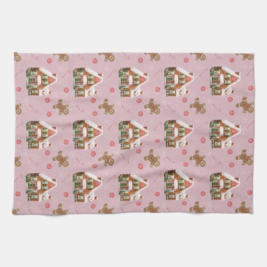 Keukenhanddoek voor roze kerstkeuken (Horizontaal)