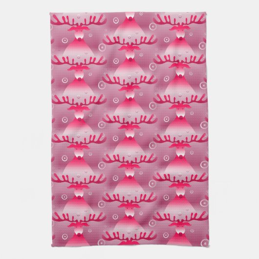 keukenhanddoek voor roze rendierkeuken (Verticaal)
