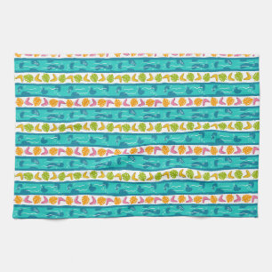 Keukenhanddoek Wave Lengths in wit