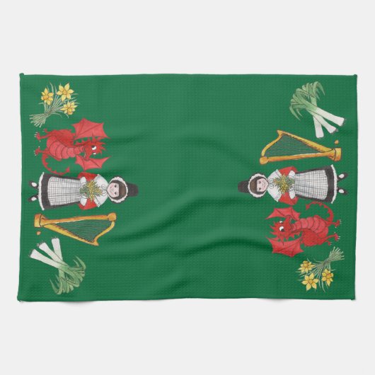 Keukenhanddoek: Welsh, Daffodils, Dragon Leeks Har Theedoek (Horizontaal)