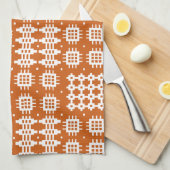 Keukenhanddoek: Welsh Tapestry Design, Brick Red Theedoek (Quarter Fold)