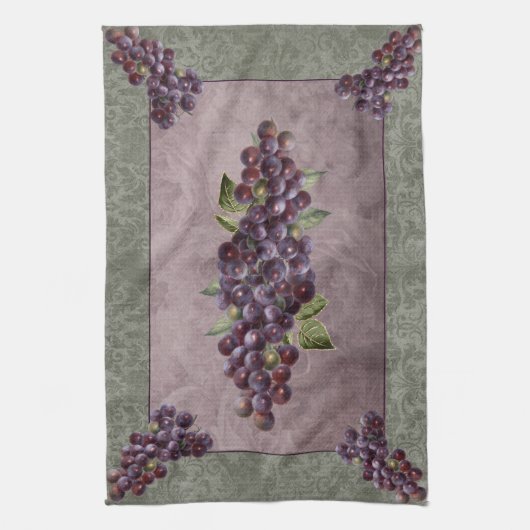 Keukenhanddoekdruiven met Floral Backdrop Theedoek (Verticaal)