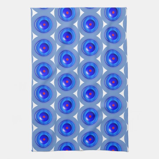 Keukenhanddoeken - Concentrische cirkels in blauw (Verticaal)