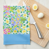  keukenhanddoeken, lenteprimroses, Sky Blue Theedoek (Quarter Fold)