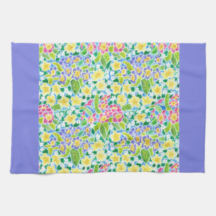 Keukenhanddoeken, lenteprimrozen, poeder blauw theedoek