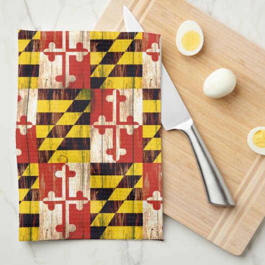Keukenhanddoeken van de vlag van hout van Maryland (Quarter Fold)