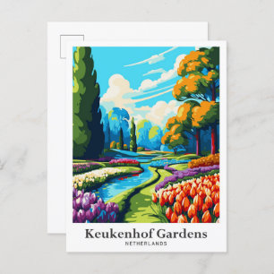 Keukenhof Nederland Vintage Reizen Illustratie Briefkaart