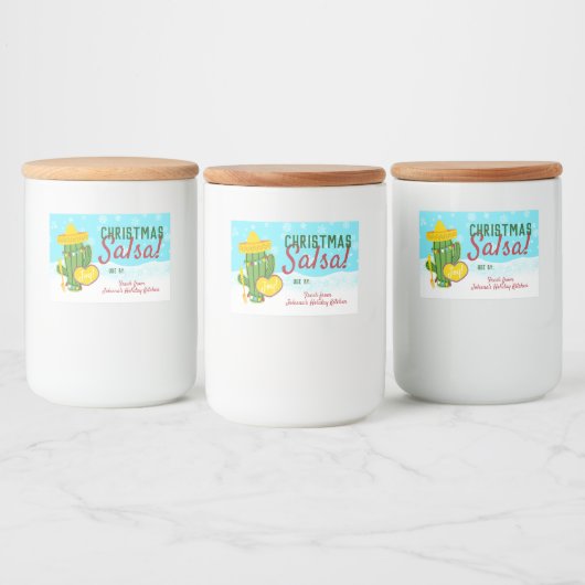 Keukenhomemade salsa cactus Kerstmis Voedselcontainer Etiket (Flessen)