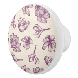 Keukenkast knoppen: Bloemen en Burgandy Keramische Knop