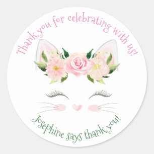 Keukenkat bloemen - Klassieke ronde-sticker Ronde Sticker
