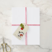 Keukenkat in een rode kerstbak cadeaulabel (Met Touw)