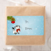 Keukenkat in een rode kerstbak etiket (Insitu)