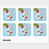 Keukenkat in een rode kerstbak vierkante sticker (Vel)