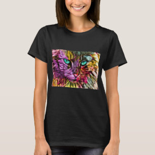 Keukenkat laat kleurrijk kunststofontwerp over t-shirt