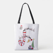 Keukenkat Meow Mice Kerstman Canvas tassen (Achterkant)