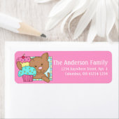 Keukenkat met cupcake Adresetiketten d3 Etiket (Insitu)
