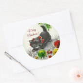  keukenkat met pretkerst ronde sticker (Envelop)
