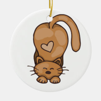 Keukenkat van Cute Brown met een hart Keramisch Ornament