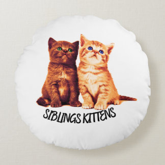 Keukenkatjes, twee schattige katten rond Pillow Rond Kussen
