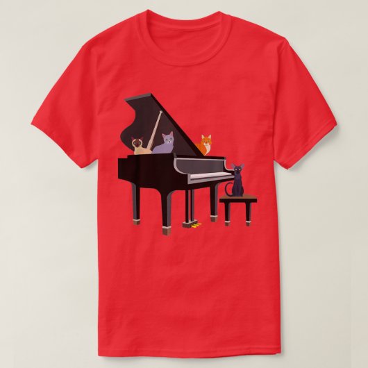 Keukenkatten op het Shirt van Piano voor kattemomm (Design voorkant)