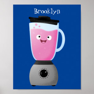 Keukenkeukenapparaat cartoon voor fijne voedselble poster