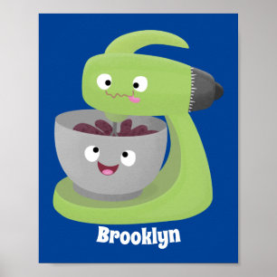 Keukenkeukenapparaat voor cute-taart cartoon poster