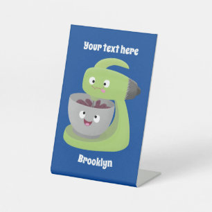 Keukenkeukenapparaat voor cute-taart cartoon reclamebord met voetstuk